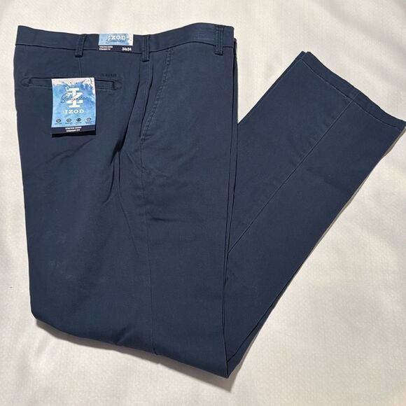 Izod Chinos Mens 34 34 Navy Straight Fit - Picture 1 of 5